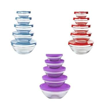 Imagem de Conjunto Com 05 Potes De Vidro 150Ml/200Ml/350Ml/500Ml/900Ml - Pratica