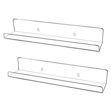 Imagem de Prateleiras flutuantes de acrílico para crianças, adesivos adesivos de janela transparentes invisíveis, decoração de berçário, organizador de perfurações para banheiro, quarto de menina ou menino 35 cm (conjunto transparente de 2 peças)