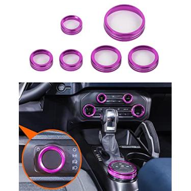 Imagem de Savadicar CKT01 Conjuntos de acabamento de botão de controle de alumínio, farol / 4 WD/HVAC - biséis de anel de botão de controle climático, ar-condicionado/capa de interruptor de rádio para Ford