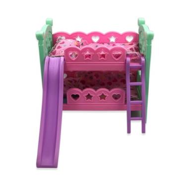 Imagem de Berço de Brinquedo com Escorregador, Cor Rosa, para Bonecas