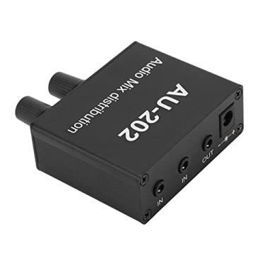 Imagem de Hyuduo 2 Em 2 Em Out Splitter Splitter Controller, Distribuidor de áudio do Misturador Estéreo de Liga de Alumínio para Alto -falantes, Fones de Ouvido Com Amplificador Operacional NJM4580 e NJM456A