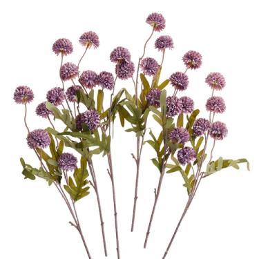 Imagem de SITUMEIZI Flores artificiais de crisântemo roxo para mães falsas de seda com haste longa, 6 peças, mini arranjos de flores kiku artificiais para decoração de festa em casa e casamento