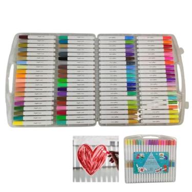 Imagem de Canetinha Caneta 80 Cores Marcador Tinta Acrilica A Prova dAgua Pintura Permanente Estojo Maleta Escultura Arte Desenho