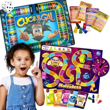 Imagem de Kit 2 Jogos Educativos Cuca Legal Senhor Malvadeza Tabuleiro Infantil Escolar Presente Aniversário Natal Menino Menina 7 Anos Dia das Crianças Brinquedo Divertido Jogo de Perguntas Desafios