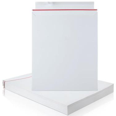 Imagem de LOYORTY 25 peças de correio rígido 32,4 x 38 cm, envelopes fotográficos autovedantes, envelopes planos de papelão branco para envio de documentos, imagens e revistas em papel