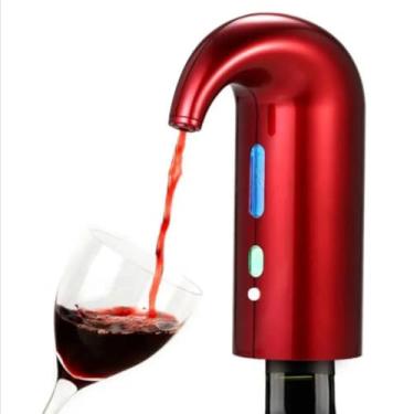 Imagem de Aerador de Vinho Elétrico Automático, Dispenser Decantador Premium, Vermelho Metálico, Recarregável