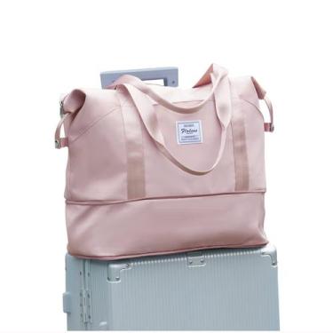Imagem de Sacola de viagem Foldie Large impermeável para mulheres rosa - WONHOX