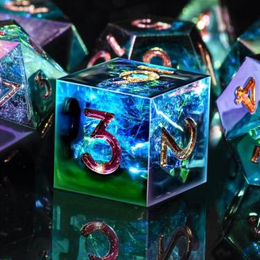 Imagem de Conjunto de dados AUSTOR 7-Die DND feito à mão Polyhedral Dungeons Dra