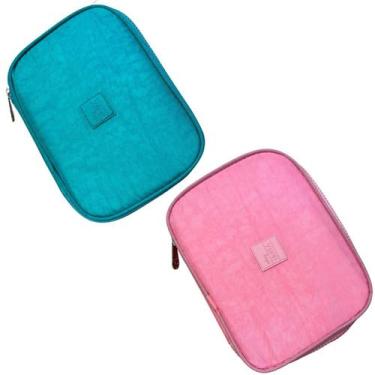 Imagem de Kit 2 Estojos Escolar Box Femininos Unissex Infantil Necessaire Maquia