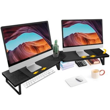 Imagem de Across-Star Suporte Para Dois Monitores De Mesa - Grande Comprimento Ajustável E Ângulo Elevação 2 Monitores, Organizador Duplo Computador, Prateleira Tv, Laptop, Impressora