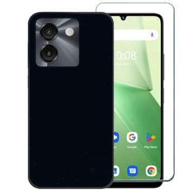 Imagem de Ranyi Capa para celular AirVoice S67 5G com protetor de tela, preta fina e flexível TPU com cantos reforçados, capa de proteção de borracha de silicone para AirVoice S67 5G (smartphone de 6,7