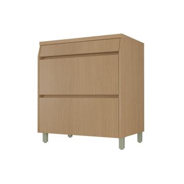 Imagem de Gabinete de Cozinha Modulado c/ Tampo Simone Mendes c/ 1 Porta e 1 Gaveta 80cm Carvalho/Greice - Nesher