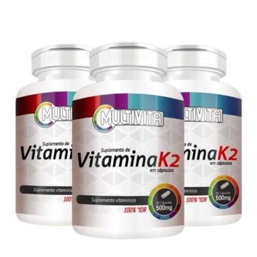 Imagem de 3 Vitamina K2 Menaquinona IDR 100% 60 Cápsulas 1 Cápsula ao dia - Flor
