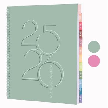 Imagem de Riley's Planner 2025-2026 Ano Acadêmico, Planejador semanal acadêmico de 18 meses - Agenda semanal e mensal Deco, capa flexível, páginas de notas, encadernação de fio duplo (21,5 x 28 cm, verde)