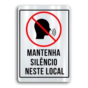 Imagem de Kit 10 Placas de Metal mantenha silencio 20cmx30cm