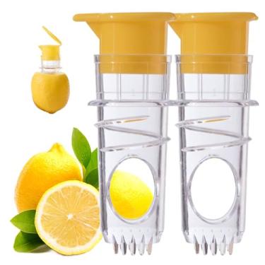 Imagem de Mini espremedor de limão, espremedor de limão, extrator manual de suco com filtro embutido, espremedor de frutas cítricas laranja, espremer limão para coquetéis, bebidas (2 peças)