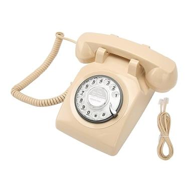 Imagem de Asixxsix Telefone de Discagem Rotativa retrô, Telefone Fixo Vintage retrô, Telefones Com Modos Antiquados Com Alto -falante Mecânico de Campainha para o Hotel de (Bege à esquerda: BL3Z 1562187 AA, à