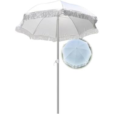 Imagem de Guarda-sol De Jardim Vintage De 1,6 M Com Borlas, Guarda-sol Basculante Para Pátio Ao Ar Livre, Com 8 Nervuras, Capa Protetora Branca, Proteção Solar, Proteção Contra Chuva, White