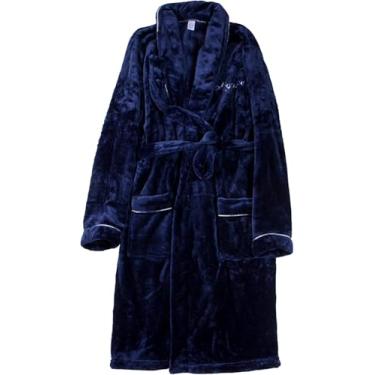 Imagem de Roupão De Banho De Flanela Plus Size Para Homens Roupão De Banho De Inverno Roupa De Dormir Aconchegante, Blue, 6XL
