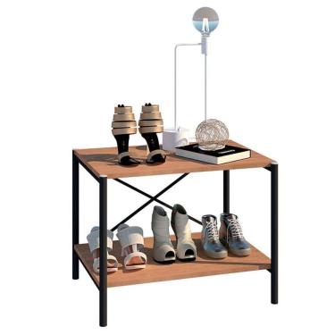 Imagem de Sapateira Multiuso Hall De Entrada 60cm 2 Prateleiras Padova Demolição/preto