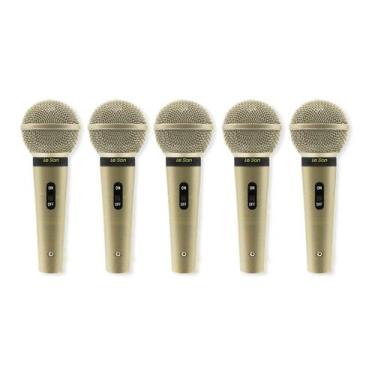 Imagem de Kit 5 Microfone Profissional Le Son Sm58 P4 Com Fio Cardioide - LESON
