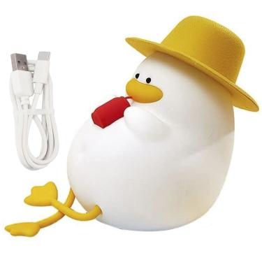 Imagem de Luminaria Abajur Mesa Patinho Fofo Touch Muda De Cor Silicone Anti Alergico USB Recarregavel