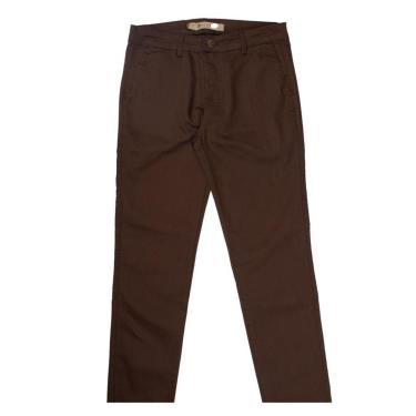 Imagem de Calça de Sarja Masculina Pitt Slim Fit Alfaiataria Marrom Escuro-Masculino