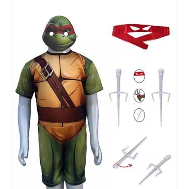 Imagem de Fantasia Infantil Tartaruga Ninja Rafael + Adagas E Másc 3d - SGB MODA
