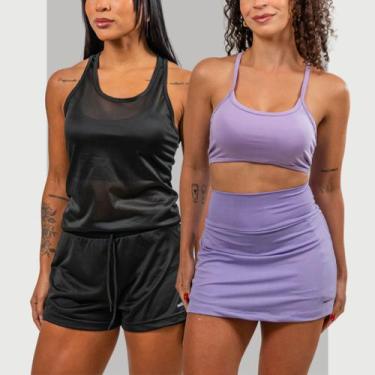 Imagem de Kit 2 Conjuntos Fit Academia Treino Dia Dia Shorts 2 Em 1 - PACO texti