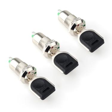 Imagem de ThtRht Pacote Com 3 Mini Interruptores Elétricos Liga/Desliga, 2 Posições, Interruptor De Chave, Trava Rotativa, Botão Pressão, Alternância Para Segurança, Motor, Ignição, Trailer, Barco (M12 12 Mm)