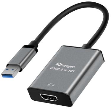 Imagem de WinRaybot Adaptador USB para HDMI para laptop, hub USB, extensor de tela USB A 3.0 para HDMI (USB 3.0-prata)