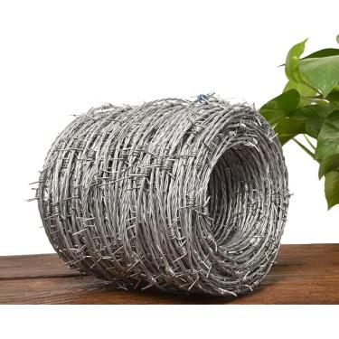 Imagem de Rolo De Arame Farpado De Taxas Lsxiao-decorativas, Arame De Aço Galvanizado De 1,8 Mm Espaçamento Farpado 10 Cm Anti-ferrugem Anti-intrusão Para Silvicultura, Pastagem, 200m