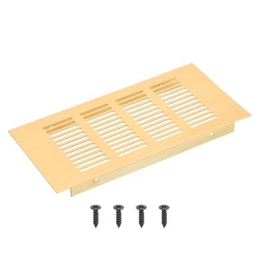 Imagem de PATIKIL Grade de ventilação retangular de 20 x 10 cm, tampa de ventilação de alumínio com parafusos de montagem para guarda-roupa de porta de armário de armário, dourado