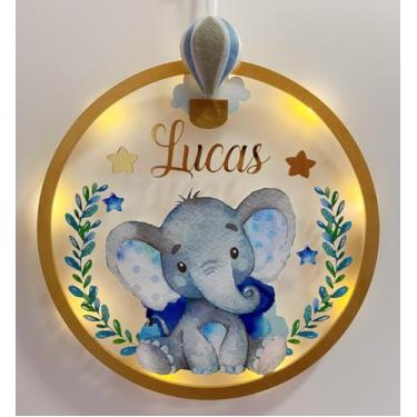 Imagem de Porta Maternidade Elefantinho Acrílico e Led