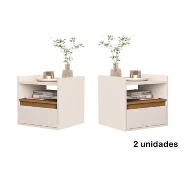 Imagem de Kit 2 Mesas Cabeceira Suspensa Porta Medina Plus Cores - Comprar Móvei