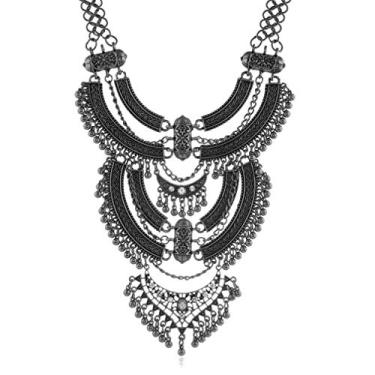 Imagem de Gargantilha Ufraky vintage multicamadas étnica tribal declaração boêmio indiano turco joia para mulheres
