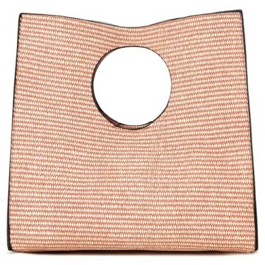 Imagem de KURGOOL Bolsas clutch de palha para mulheres, bolsas de mão de couro de tecido, bolsa de mão e bolsas de mão, bolsa de mão minimalista bolsa de praia, Laranja queimada