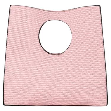 Imagem de KURGOOL Bolsas clutch de palha para mulheres, bolsas de mão de couro de tecido, bolsa de mão e bolsas de mão, bolsa de mão minimalista bolsa de praia, Mel pêssego