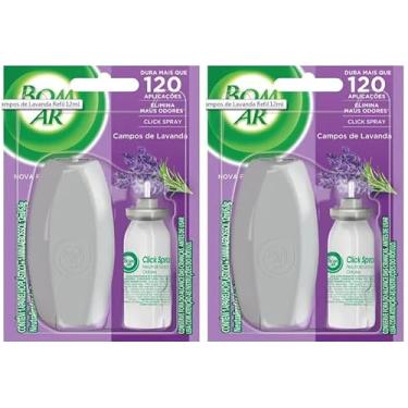 Imagem de Bom Ar Click Spray Campos de Lavanda, Refil 12ml, Aromatizador de Ambiente, 2 Unidades, 120 Aplicações