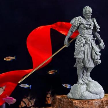 Imagem de Estatuetas de pedra de guerreiro mítico de 12 cm de altura e decoração de aquário de pedra, estátua inspirada em herói artesanal, ornamento exclusivo de aquário