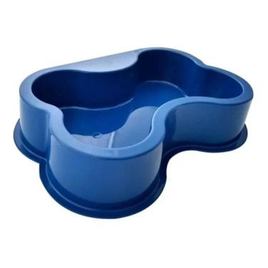 Imagem de Comedouro Bebedouro Pote Osso Cão Gato Cachorro Azul 1L