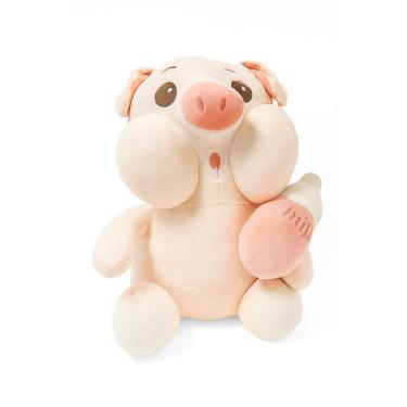 Imagem de Pelúcia Porquinho Fofo com Mamadeira – Almofada de Pelúcia Macia 50 cm