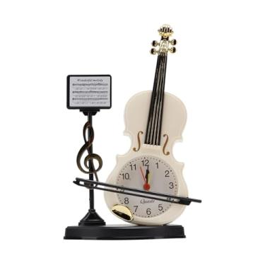 Imagem de ZzleoyuUUs-12 Despertador Despertador Violino Despertador Aparência Única Despertador Inovador para Casa Sala de Estar Decoração de Mesa Despertador Alto (Branco)