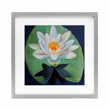 Imagem de Stupell Industries Impressão emoldurada cinza de lótus e lírio elegante design sob vidro por Violeta Vollmer, 33 x 33