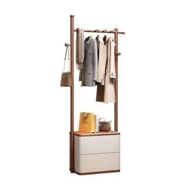 Imagem de ZzleoyuUUs-12 Cabide completo de madeira maciça, cabideiro, para uso doméstico, chão, quarto, simples, cabideiro, mesa de cabeceira (nogueira, pequeno)