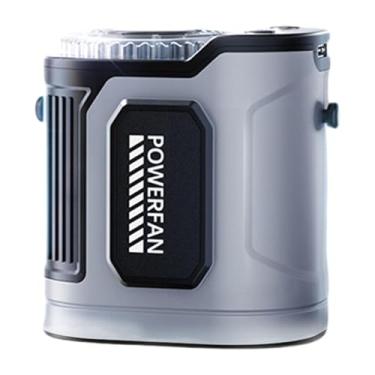 Imagem de Baoblaze Ventilador de cintura com carregamento USB e velocidades ajustáveis, portátil, mini ventilador de pescoço pendurado, pessoal para caminhadas, Cinza