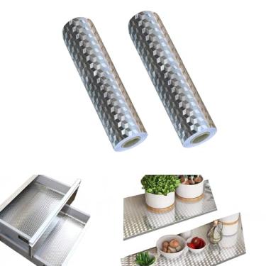 Imagem de Rolo 2 Papel Alumínio Rolo Cozinha, Forro Para Gavetas E Armários Antiderrapante, 40cm X 3m, Adesivo De Prateleira De Armários De Papel De Parede De Folha De Vara