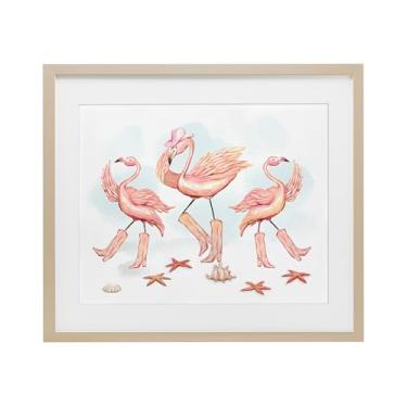 Imagem de Stupell Industries Estampa emoldurada de bétula de cowboy dançante, flamingos, design sob vidro, por Ziwei Li, 33 x 40 cm