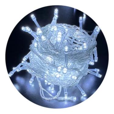 Imagem de Cordão de Pisca Natal Luvinco 110v com 10 metros e controle com 8 funções Cor Branco- frio