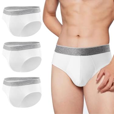 Imagem de BATTEWA Roupa íntima masculina para incontinência, absorvente frontal, à prova de vazamento, para adultos, controle de vazamento de urina, 100 ml, pacote com 3 (grande, branco)